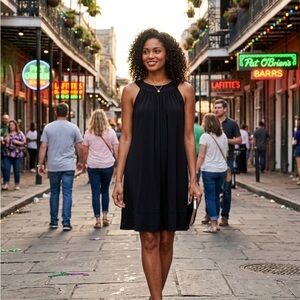 Casual Black Sleeveless Halter Mini Dress